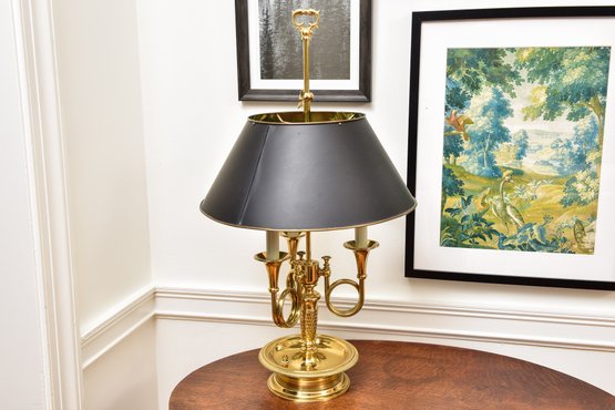 Brass Triple Trumpet Arm Bouillotte Table Lamp