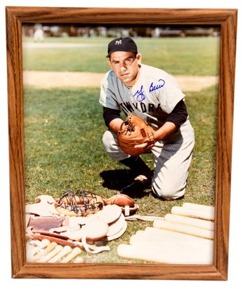 Framed Autographed Yogi Berra Photograph