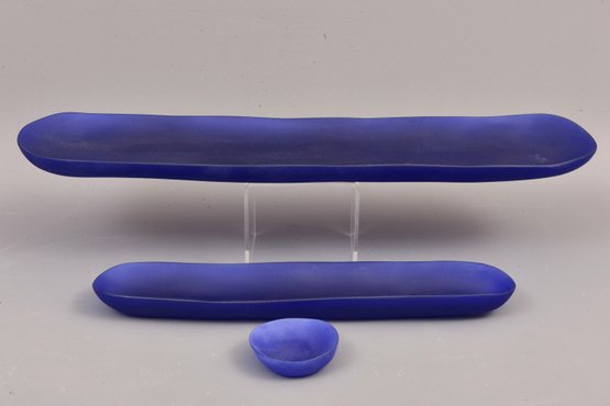 Tina Frey Blue Resin Small Bowl And Oblong Trays