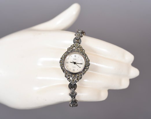 Boma Vintage Sterling Silver And Marcasite Watch