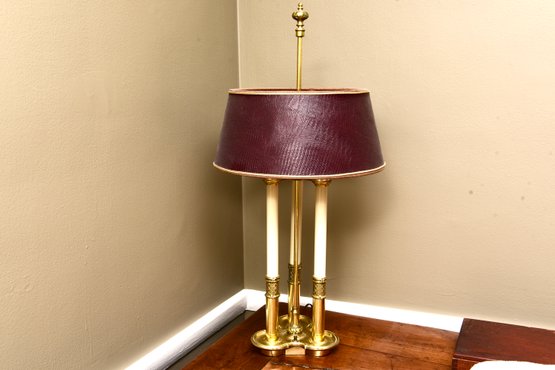 Vintage Brass Bouillotte 3 Arm/candlestick Table Lamp