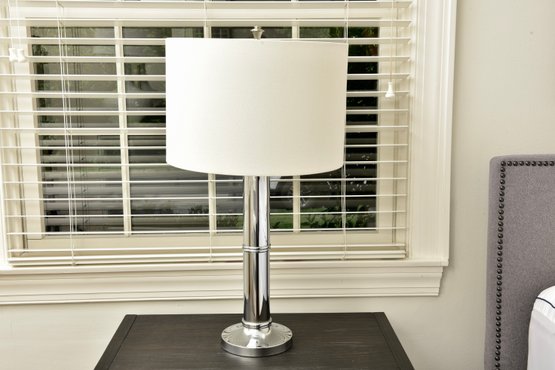 Chrome Table Lamp With Linen Textured Shade