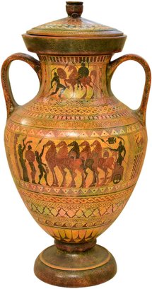 Akron Studio Hand Painted Geometric Amphora Replica Of A 800 B.C. Ancient Art Grecian Urn