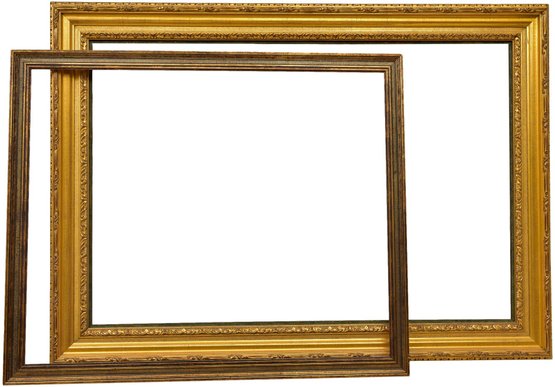 Pair Of Carved Wood Empty Picture Frames