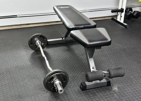 Fitness Gear UB250 Utility Weight Bench And Curl Bar With Weights