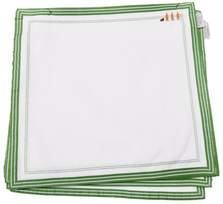 Collection Of Twelve William-Sonoma Embroidered Napkins With Carrot Embellishment