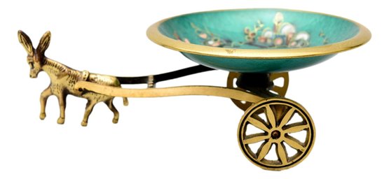 Brass And Steel Hand Painted Donkey Candy Cart - Made In Israeli