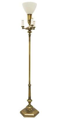 Brass Floor Lamp With Hurricane Shade