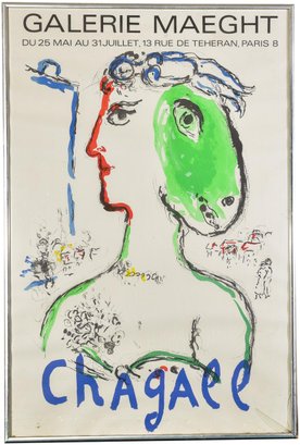 Marc Chagall 1972 Mourlot Lithograph Print 'The Artist As A Phoenix' Collector's Paris Exhibition Poster
