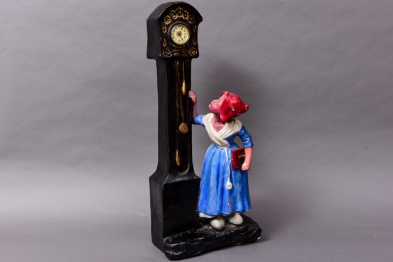 The Western Clock Mfg Co. Figural Plaster Fireplace Clock