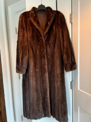 Ladies Full Length Brown Mink Coat, Size 10