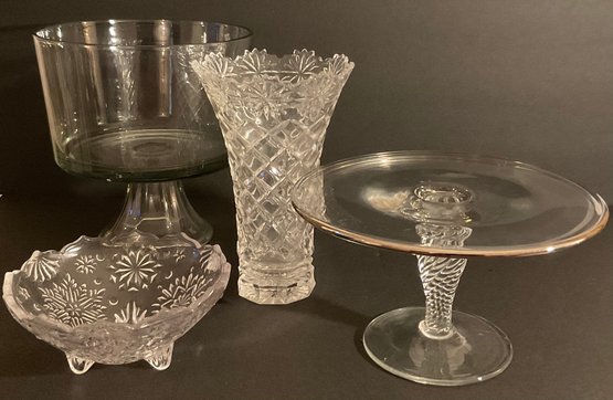 Vintage Crystal & Glassware, Cake Pedestal, Vase & More