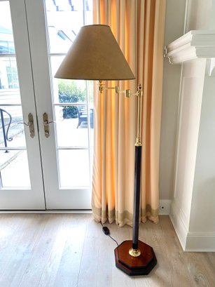 Lacquered Mahogany & Brass Floor Lamp With Ebony Detailing