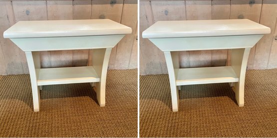 Pair Of White Painted Small Benches