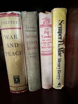 War & Peace, Guadal Canal, The Big Yankee, Semper Fi, Mac Books