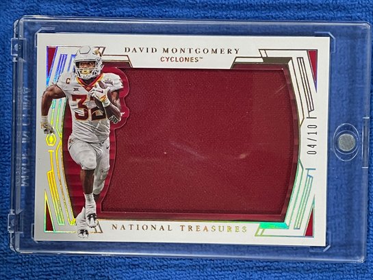 2020 Panini National Treasures Gold David Montgomery Patch Card #50 Numbered 4/10