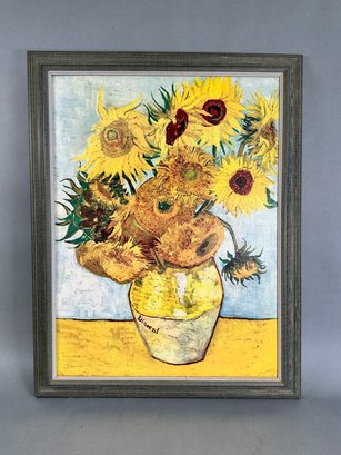 Vincent Van Gogh Print On Board, Sunflowers
