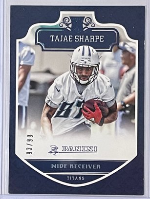 2018 Panini Tajae Sharpe Blue Parallel Rookie Card #210    Numbered 93/99