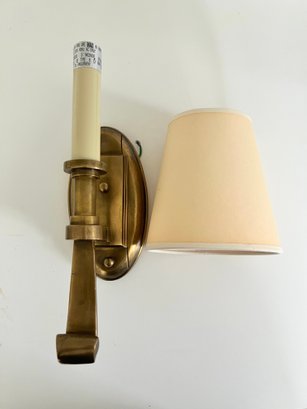 Single Brass Sconce With Shade - Hardwired