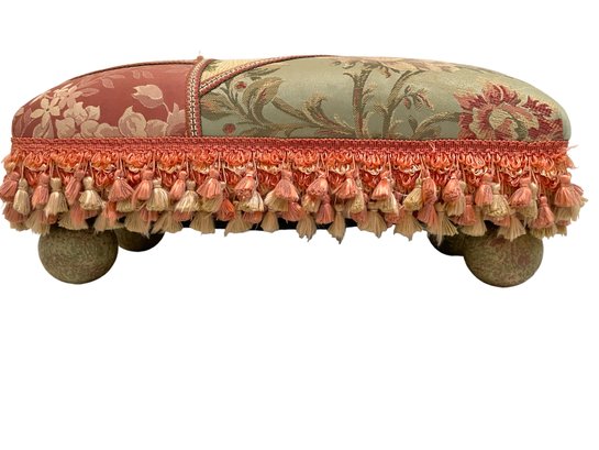 Embroidered Footstool In The Style Of  Mackenzie Childs Or By Her.