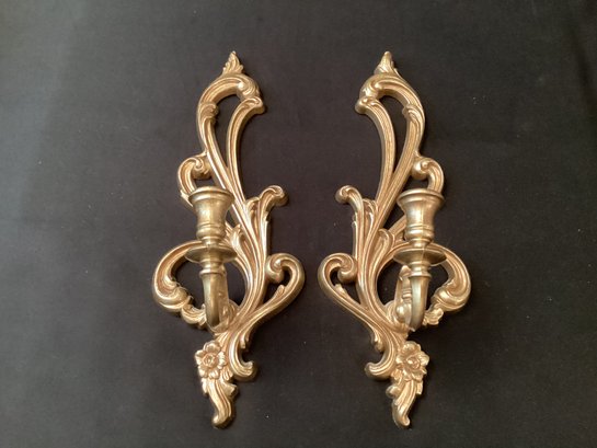 Pair Syroco 1950s Candle Sconces Made In USA