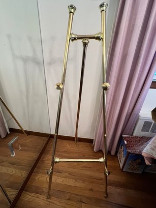 Picture Or Art Easel, Brass, With Chain For Safety