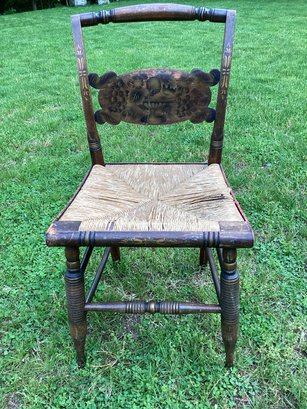 Vintage Stenciled Hitchcock Chair With Rush Seat