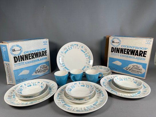 Vintage Mar-Crest Blue Heaven Pattern Dishes