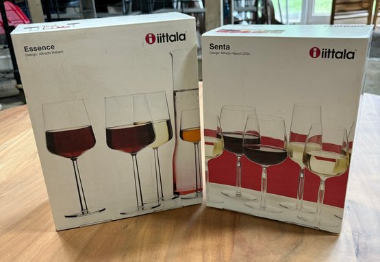 4 IITTALA Glasses ~2 Champagne & 2 Red Wine ~ Boxes