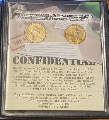 First Commemorative Mint 2005 Sacagawea Golden Dollar Philadelphia And Denver Mint