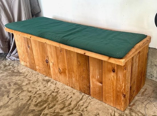 Wooden Storage Box With Cushioned Seat