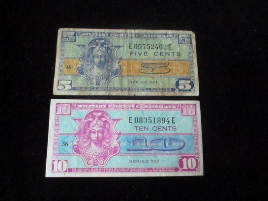 Military Payment Certificates, Series (Used 1954-1958), Five & Ten Cents