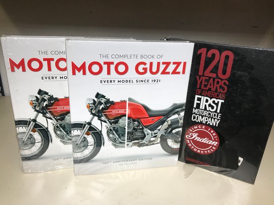 Three Brand New Coffee / Cocktail Table Books MOTO GUZZI & INDIAN Motorcycle Books - Almost $200 Retail Price