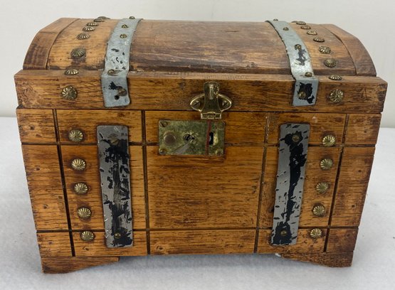 Heavy Wood Box With Leather Handles