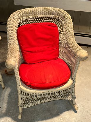 Lovely Antique Wicker Rocking  Chair With Accent Table/stool