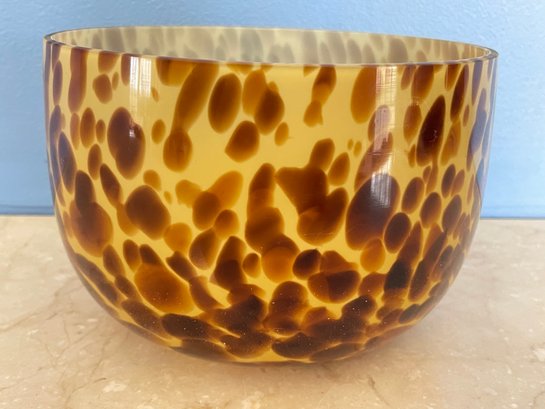Two's Company Tortoise Shell Art Glass Bowl