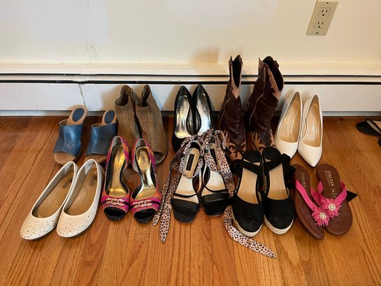 9 Pairs Of Ladies Shoes & A Pair Of Boots