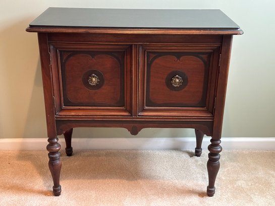 Two Door Mahogany Cabinet Or Small Server With Glass Top