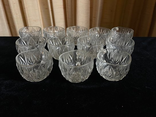 Vintage Hazel Atlas Williamsport Clear Glass Punch Bowl Glasses