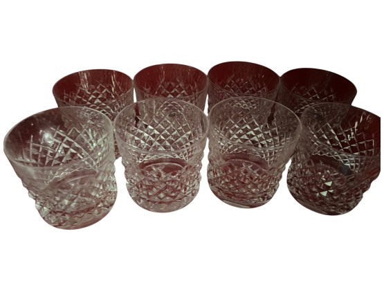 Set Of 8 Waterford Brilliant Cut Crystal Rocks Glasses