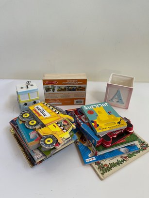 Children's  Books, Puzzle & Ceramic Flower Containers