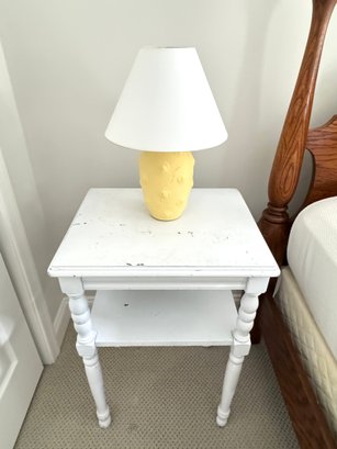 White Painted Side Table & Yellow Lamp