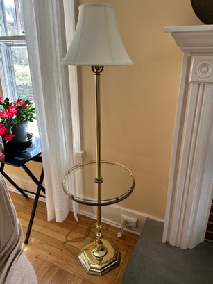 Brass Floor Lamp With Glass Table Top