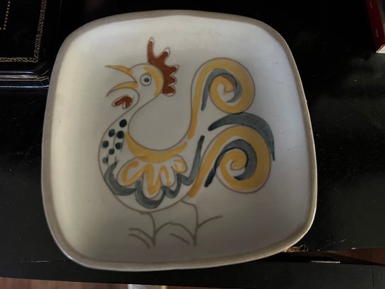 Set Of 6 Square Vintage Ceramic Snack Plates With Animal Designs