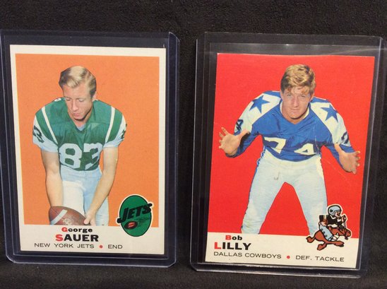 (2) 1969 Topps Football Cards - Bob Lilly - George Sauer
