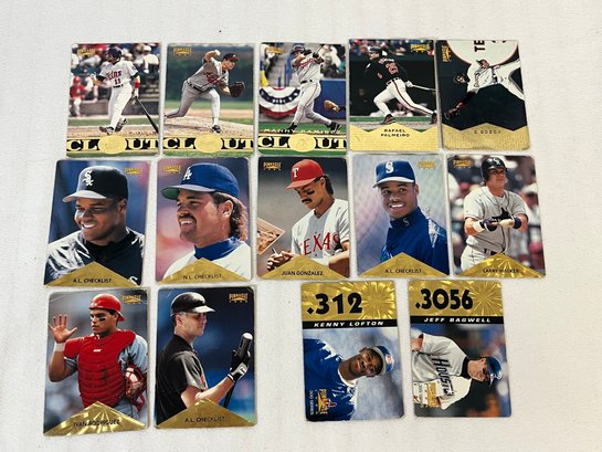 14pc Lot Pinnacle Baseball Cards 1996, 1997 Gold Accents Plus