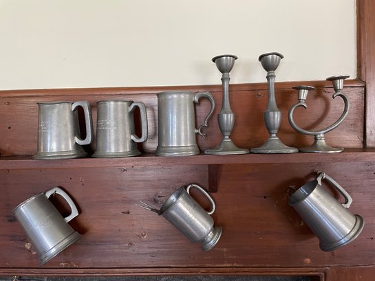 Assortment Of Pewter Items.