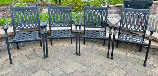 Dark Bronze Solid Cast Aluminum Outdoor Arm Chairs (4)