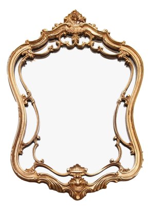 Vintage  Mid Century  French Provincial  Scrolled Gilt Wall Mirror