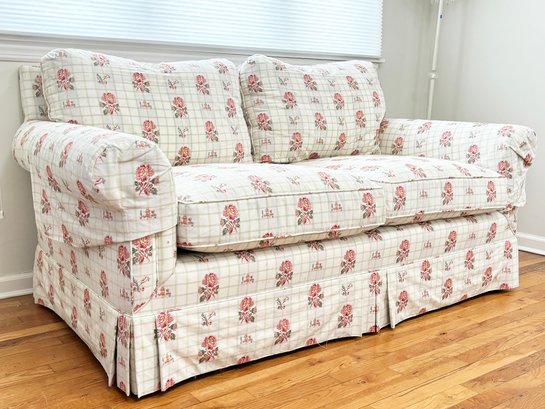 A Custom Sofa With Down Stuffed Cushions - Remove The Skirt For An Updated Look - Great Legs!